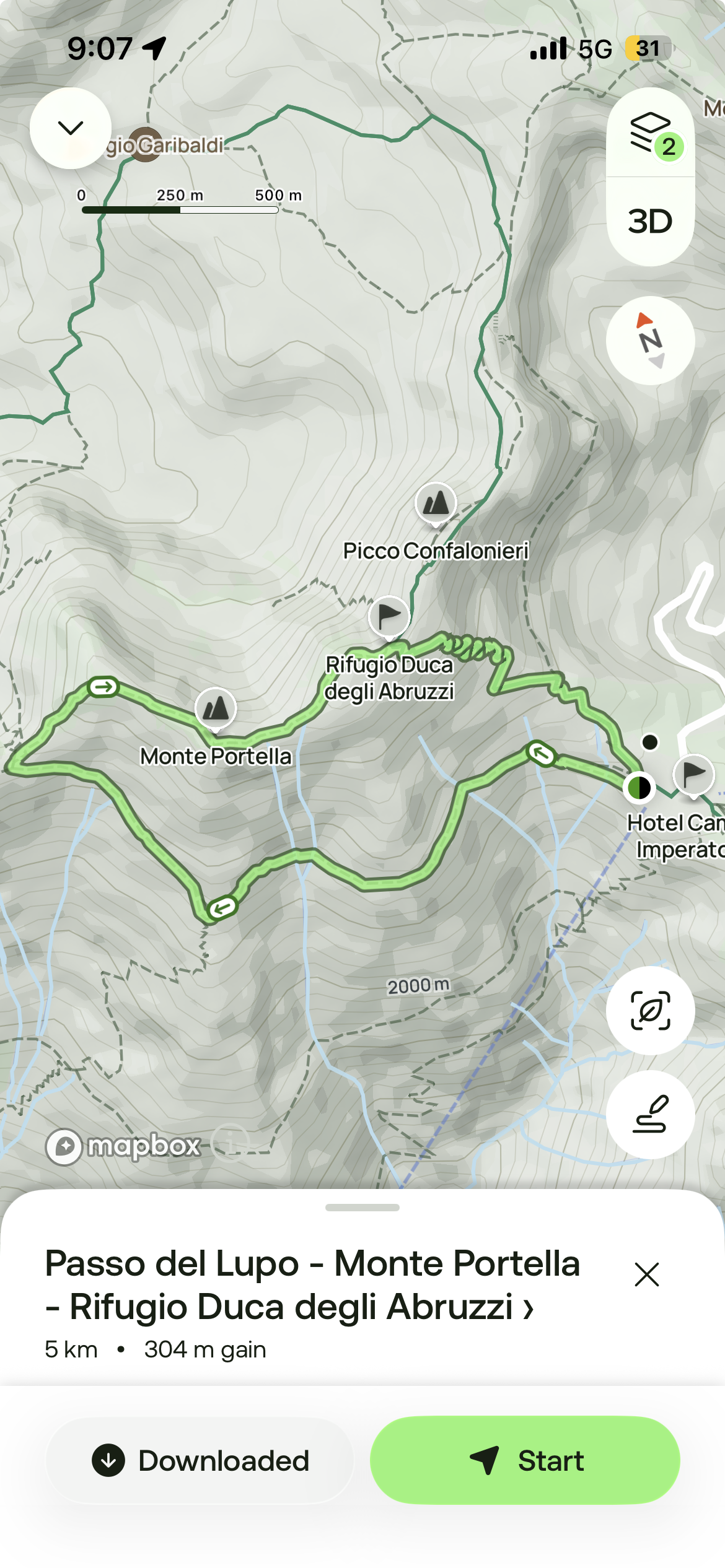 Map of the Passo del Lupo to Monte Portella to Rifugio Duca degli Abruzzi loop